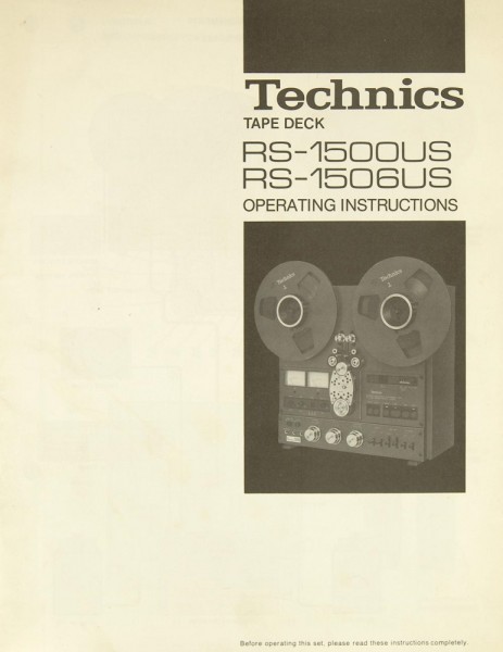 Technics RS-1500 US / RS-1506 US Manual