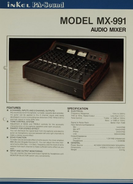 Inkel PA-Sound Model MX-991 Brochure / Catalog