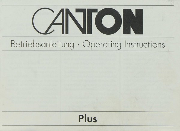 Canton Plus Operating Instructions