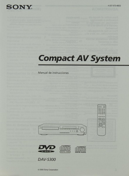 Sony DAV-S 300 Manual