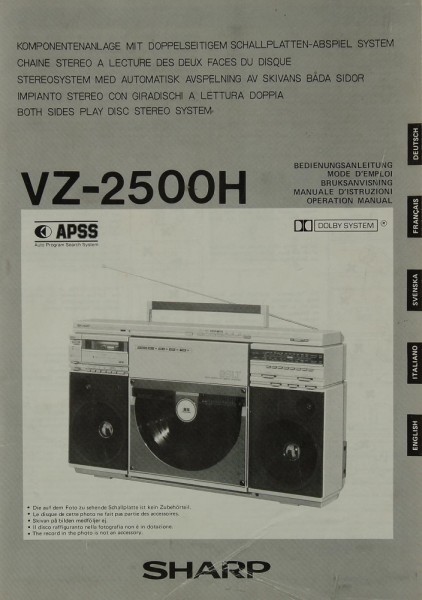 Sharp VZ-2500 H Manual