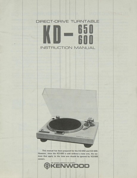 Kenwood KD-650 / 600 Manual
