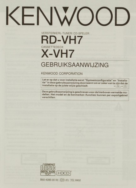 Kenwood RD-VH 7 / X-VH 7 Operating Instructions