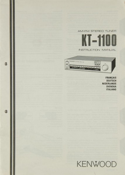 Kenwood KT-1100 Operating Instructions
