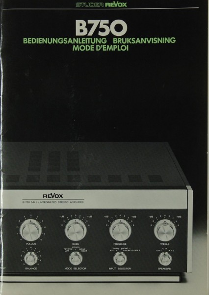Revox B 750 Manual