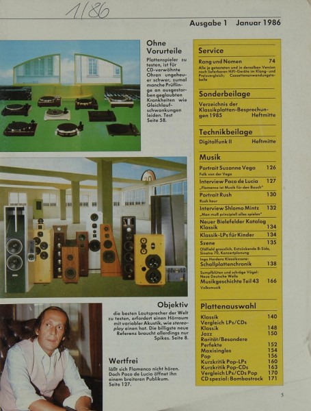 Stereoplay 1/1986 Zeitschrift