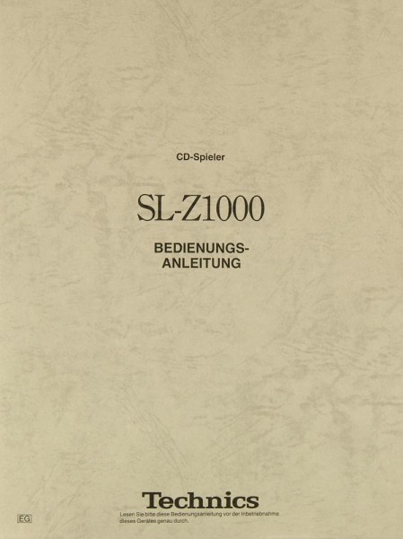 Technics SL-Z 1000 Bedienungsanleitung