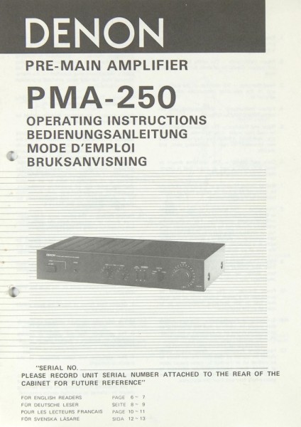Denon PMA-250 Bedienungsanleitung