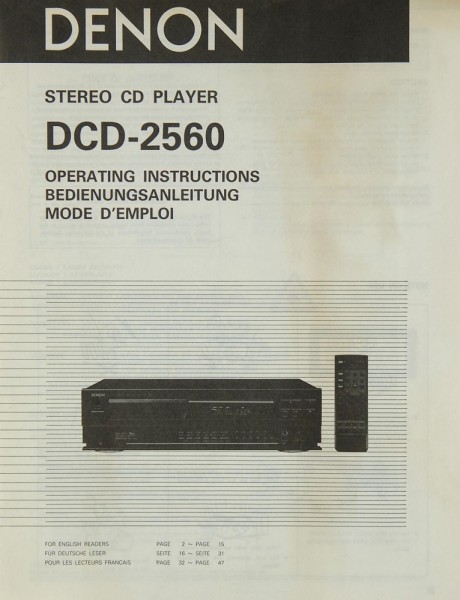 Denon DCD-2560 Operating Instructions