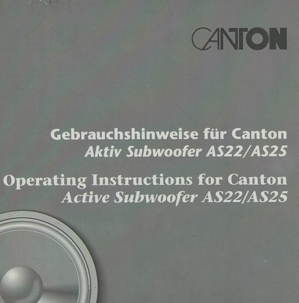 Canton AS-22 / AS-25 Operating Instructions