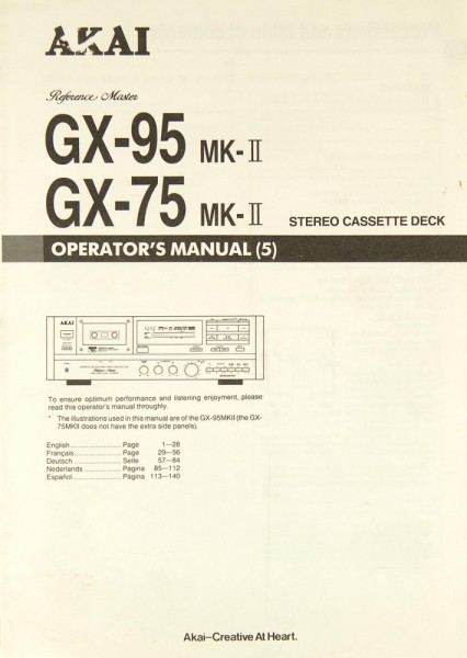 Akai GX-95 MK-II / GX-75 MK-II Bedienungsanleitung