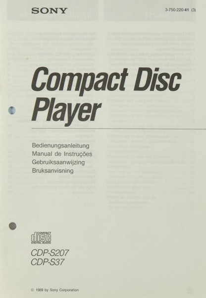 Sony CDP-S 207 / CDP-S 37 Manual