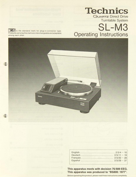 Technics SL-M 3 Bedienungsanleitung