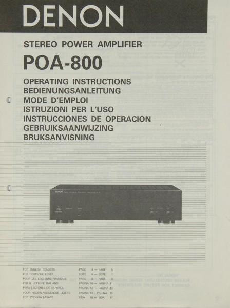 Denon POA-800 Manual