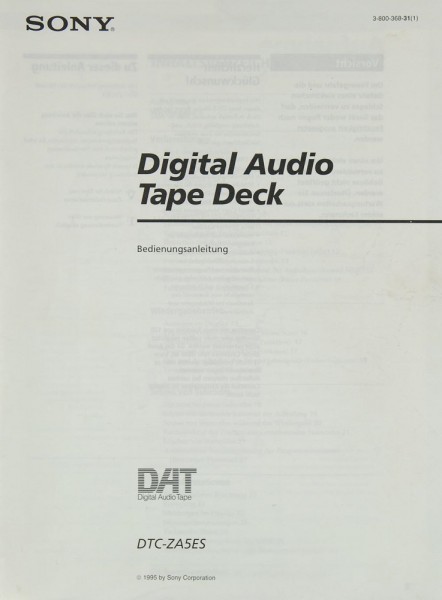 Sony DTC-ZA 5 ES Manual