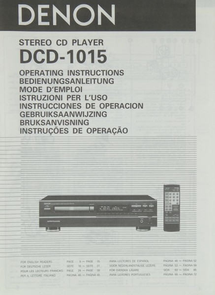 Denon DCD-1015 Bedienungsanleitung