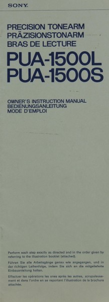 Sony PUA-1500 L / PUA-1500 S Manual