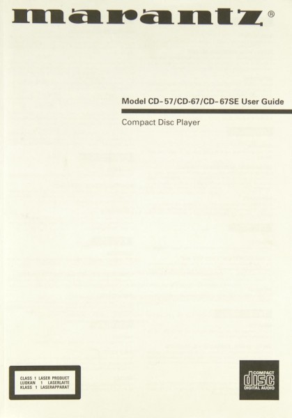 Marantz CD-57 / CD-67 / CD-67 SE Bedienungsanleitung