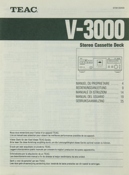 Teac V-3000 Manual