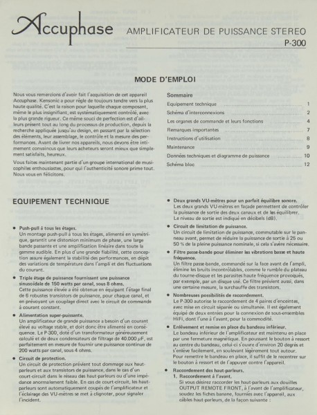 Accuphase P-300 Manual