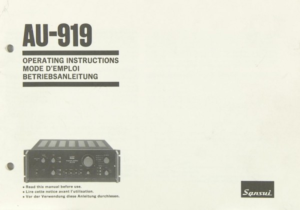 Sansui AU-919 Operating Instructions