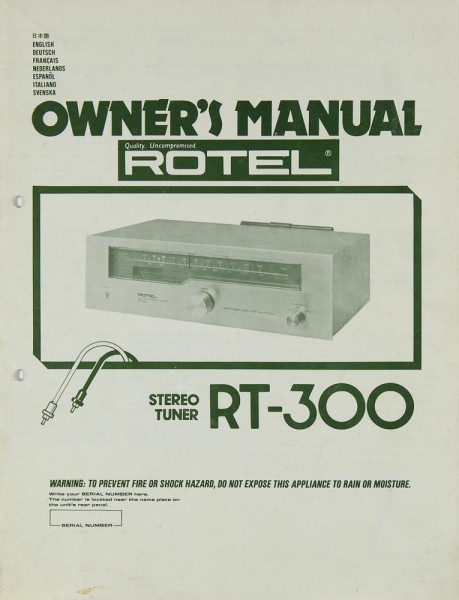 Rotel RT-300 User Manual