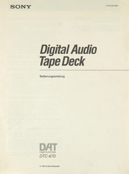 Sony DTC-670 User Manual
