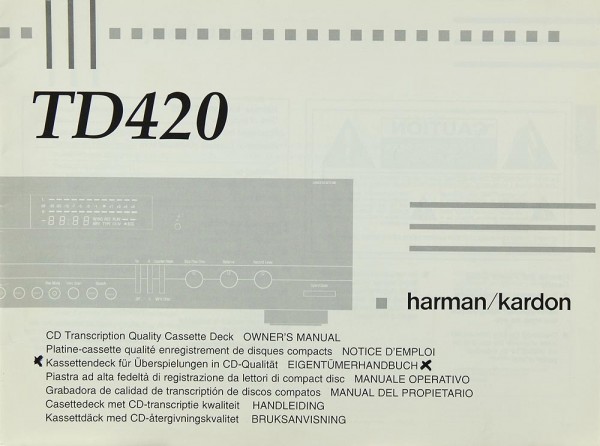 Harman / Kardon TD 420 Bedienungsanleitung
