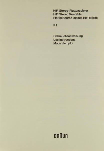 Braun P 1 Manual