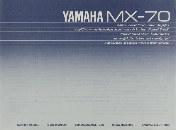 Yamaha MX-70 Operating Instructions