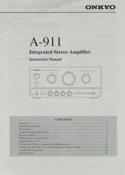 Onkyo A-911 Manual