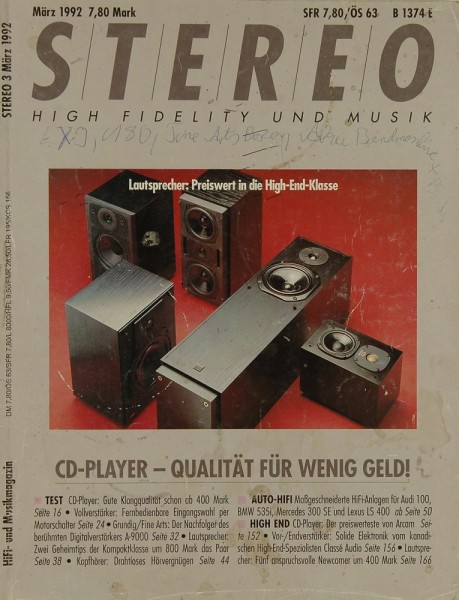 Stereo 3/1992 Zeitschrift