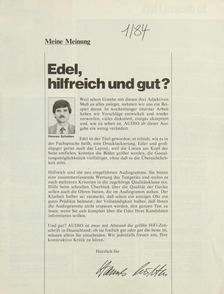 Audio 1/1984 Zeitschrift