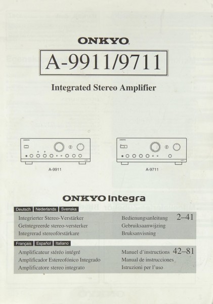 Onkyo A-9911 / A-9711 Operating Instructions