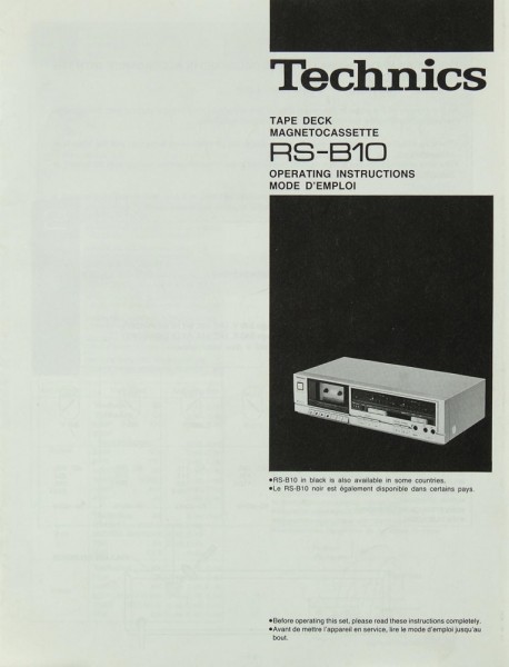 Technics RS-B 10 Manual