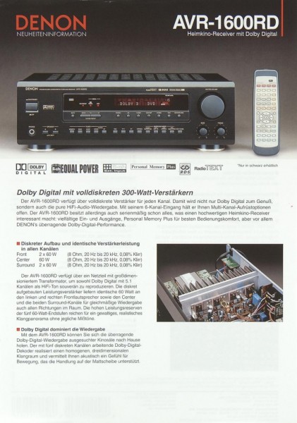 Denon AVR-1600 RD brochure / catalogue