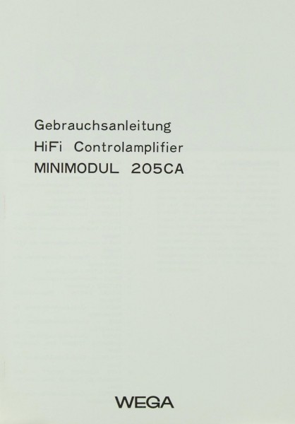 Wega Minimodul 205 CA Manual