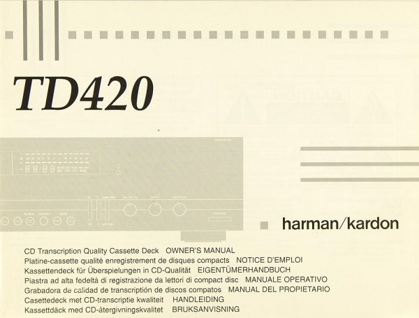 Harman / Kardon TD 420 Manual