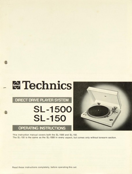 Technics SL-1500 / SL-150 Manual