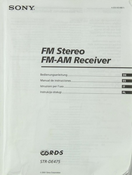 Sony STR-DE 475 Manual