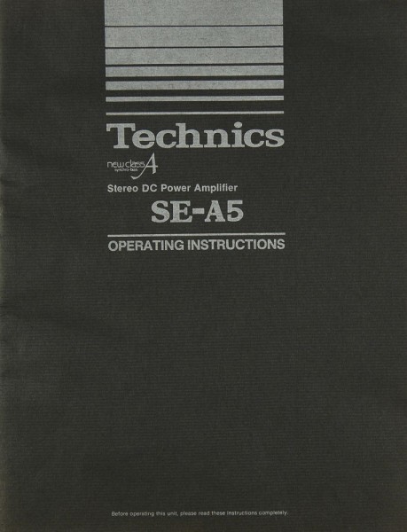 Technics SE-A 5 Bedienungsanleitung