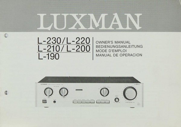 Luxman L-230 / L-220 / L-210 / L-200 / L-190 Bedienungsanleitung