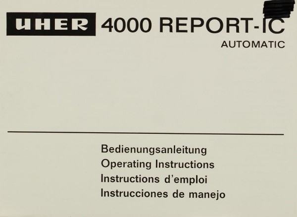 Uher 4000 Report IC Operating Instructions