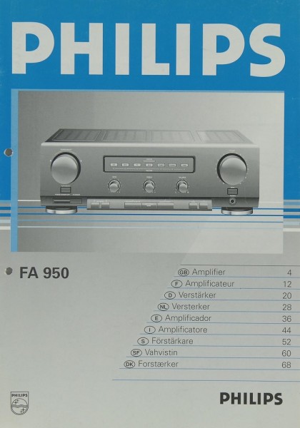 Philips FA 950 Operating Instructions