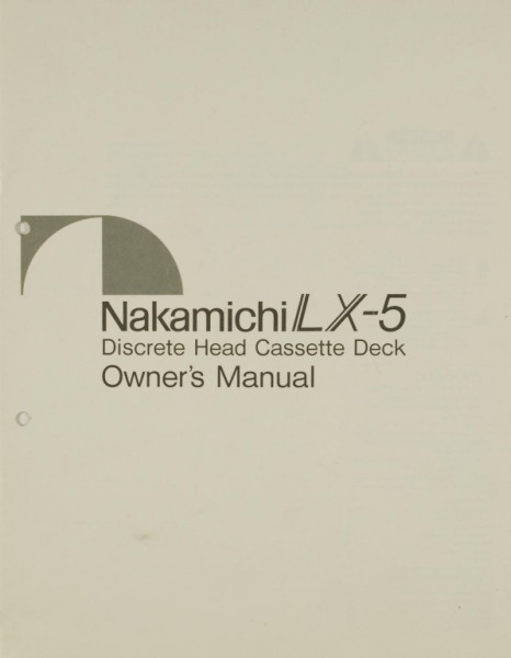 Nakamichi LX-5 User Manual