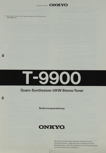 Onkyo T-9900 Manual