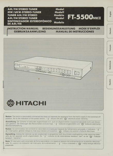 Hitachi FT-5500 MK II Operating Instructions