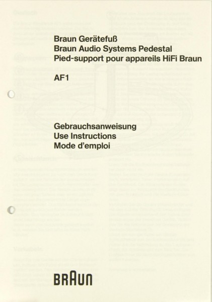 Braun AF 1 Manual