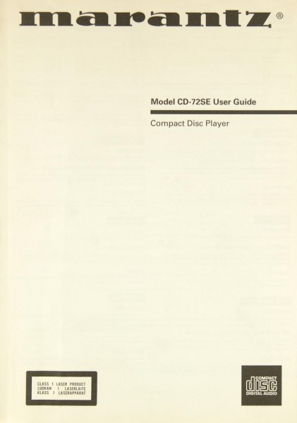Marantz CD-72 SE Operating Instructions