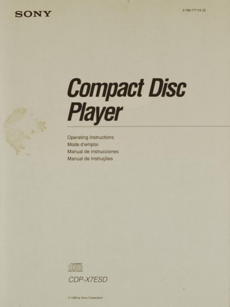 Sony CDP-X 7 ESD User Manual